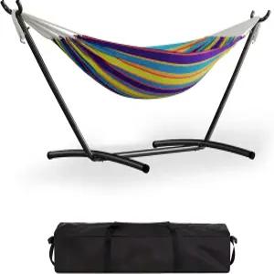 가비라이프 더블 2인용 해먹 공간 절약형 스틸 스탠드가 있는 실내 실외 스탠딩 휴대용 가방 450파운드