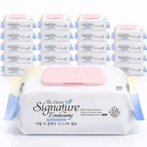 미엘 시그니처 엠보싱 아기물티슈 캡형 100매 20팩 도톰한 저자극 약산성