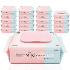 미엘 물티슈 클래식 엠보싱 캡형 100매 20팩 평량50g 저자극 안전한 순한 대용량