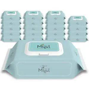 미엘 민트 아기물티슈 캡형 100매 20팩 히알루론산 플레인 35g