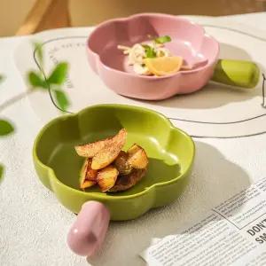 손잡이 디저트볼 앞접시 세라믹 핸들 플레이트