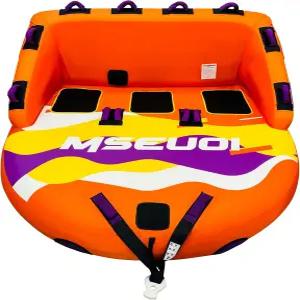 강화 핸들 퀵 커넥트 견인 로프 래피드 에어 밸브가 있는 대형 보트용 MSEUOI 팽창식 물 튜브 1-3 라이더