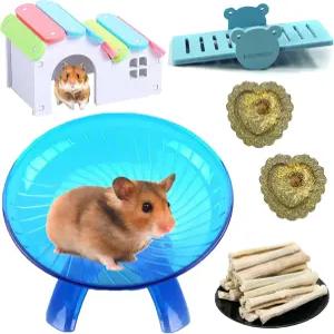 하밀레이 햄스터 플라잉 소서 무성 마우스 휠 작은 저빌 달리기 운동 장난감 키트 레인보우 하우스 시소