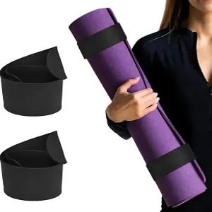 2Pcs 요가 매트 스트랩 휴대 및 보관용 스크런치 슬랩 밴드 - 여행에 안전하며 대부분의 표준 매트에