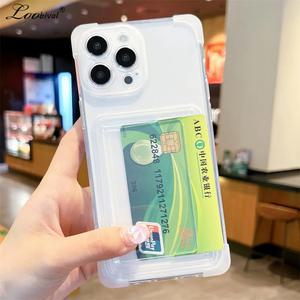 에어팟 맥스 파우치 카드 홀더 iPhone 15 14 16 Pro Max Plus 지갑 에어백 충격 방지 클리어 커버 iPhone 13 12 11 Pro Max 투명 케이스