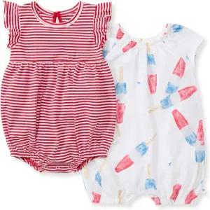 롬퍼 100 유기농 코튼 원피스 버블 쇼트올 레이엣 세트 여아 의상 2팩