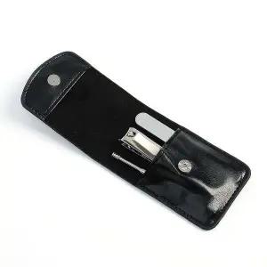 [하프클럽/]손톱깎이 3종세트 블랙 가죽케이스 위생 귀이개 네일