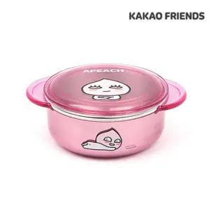 카카오프렌즈 어피치 안전핸들 스텐대접 투명 논슬립 뚜껑 어린이 식기
