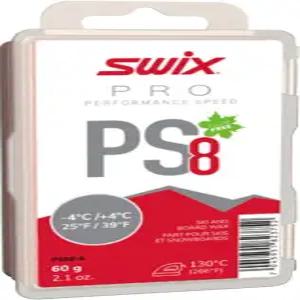 Swix PRO 스피드 왁스 - PS8 레드 화씨 25~39도 60g 바 플루오로 프리 스키 또는 스노보드