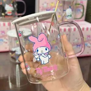 컵 마이멜로디 뚜껑 유리컵 숟가락 세트 360ml