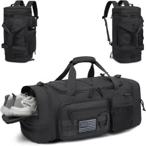 톤루인 3 in 1 전술 여행용 더플백 백팩 남성용 40-45L 확장형 짐백 스포츠 신발 수납공간 및 젖은 포켓과