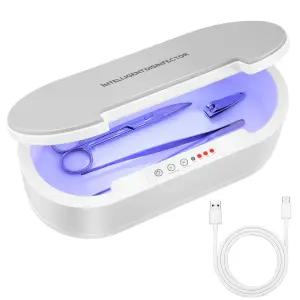 매니큐어 살롱 핀셋 타투 가위 보석 휴대폰 시계 열쇠용 Wbuo 휴대용 도구 살균기 박스 USB 블루 라이트