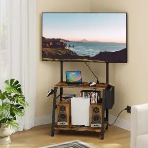 충전 스테이션 조절 가능한 마운트 및 휠 롤링 TV 콘솔 테이블 엔터테인먼트 센터 최대 75인치 3단 수납