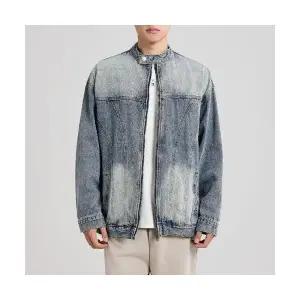 룽나루 남성 청자켓 빈티지 차이나 데님 코트 가을 보카시 재킷 HO3