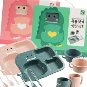 (다올)아기 공룡 유아식판 흡착식기 세트