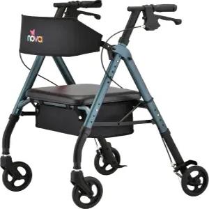 NOVA Star 6 노인용 접이식 롤레이터 워커 시트가 있는 넓은 패딩 등받이 6인치 올터레인 휠 이지 그립
