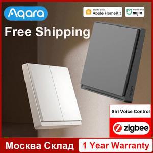 Aqara 스마트 벽 스위치 E1 지그비 3.0 무선 조명 키, 애플 홈킷 샤오미 미지아 앱용, 중성선 불포함