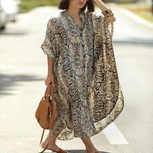 보헤미안 프린트 비치 커버업 | 버튼 프론트 셔츠 스타일 카프탄 로브 비키니 리조트 휴가에 딱 맞습니