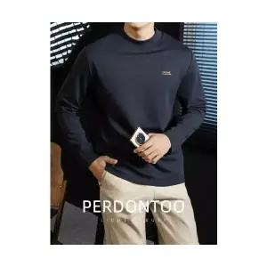 샤오원샵 남자 키작남 폴라티 면 티셔츠 반하이넥 가을 겨울 프린트 상의 꾹4