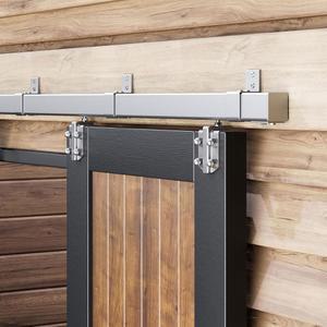 Easelife 8피트 외부 슬라이딩 헛간 도어 하드웨어 키트, 박스 레일 트랙, 450파운드 용량, 미끄러운 내후