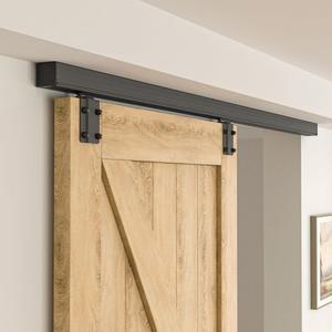 플라이블리그 헤비 듀티 슬라이딩 헛간 도어 트랙 키트, 단일 도어용 천장 마운트 박스 레일 헛간 도어