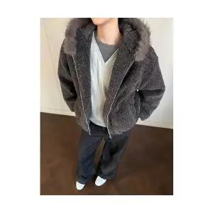 야무치 남자 데일리룩 점퍼 패딩 빅 퍼 칼라 융털 후드 파카 가을 겨울 빈티지 캐주얼 두꺼운 보온좌석 마