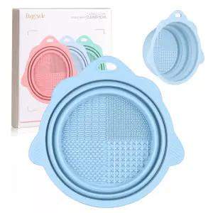 접이식 실리콘 메이크업 브러시 클리너 볼 - 파우더 퍼프 스펀지(파란색)용 Etercycle 휴대용 청소 도구