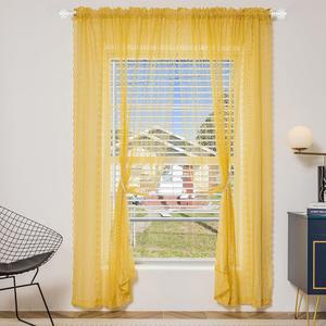 WestWeir 머스타드 옐로우 레이스 커튼 - 스캘럽 시어 패널, 보헤미안 & 빈티지 장식, 크로셰 레이스, 거실, 침실