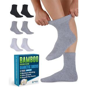여성 및 남성용 닥터스 셀렉트 대나무 비스 양말 부은 발을 위한 비결합 6켤레