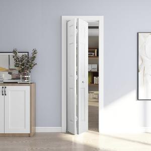 JUBEST 24인치, x 80인치. 이중 접이식 문, 6개의 패널 프라이밍 내부 하드웨어 키트가 포함된 중공 코어 옷장 세탁실용 식료품 저장실 및 침실