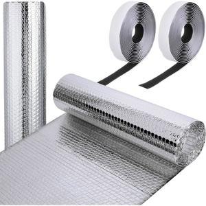 프렌다 Rv 창문 반사 단열 롤 39.4인치*6.6피트 이중 알루미늄 호일 열 버블 열창 차양문 커버 차고 지붕 여행용 캠핑카 스카이라이트 실드 블랙아웃