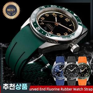 Longines 세이코 시계 20mm 22mm  디자인 FKM 고무 밴드에  프리미엄 등급의 곡선 끝 불소 스트랩