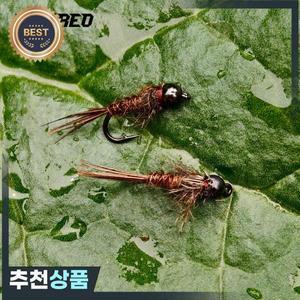 위프레오 6PCS # 14 16 18개 비드 헤드 브라운 토끼 귀 꿩 꼬리 님프 플라이 인공 낚시 송어 화이트피쉬 루