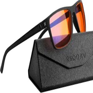 RSQQAV 게이밍 안경 안티 블루 라이트 남성 경량 프레임 스퀘어 UV400 프로텍션 컴퓨터