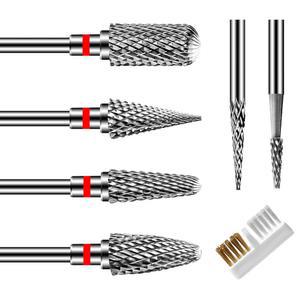 CGBE 네일 드릴 비트, 매니큐어용 6피스 비트 연삭 헤드 카바이드 기계 액세서리 아크릴 또는 하드 젤 폴리겔 제거, 커터용 3/32인치 프로페셔널 - Fine