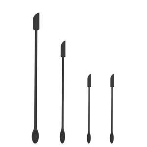 미니 주걱 실리콘 세트 - 화장품용 작은 메이크업 스크레이퍼 4개, 재사용 가능한 뷰티 도구, 얇은 병 스크레이퍼, 마지막 메이크업을 병에서 꺼내세요(블랙)