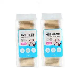 천연 나무 위생 면봉 400p 개별 포장 유아 아기 귀 청소 화장 정리 생활