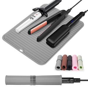 쿼크푸드 헤어 스타일링 도구용 내열 대형 실리콘 매트 - 컬링 아이언, 플랫 스트레이트너 휴대용 배니티 패드