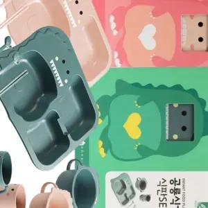 아기식판 유아 아동 천연 식판세트 식판 볼 컵 숟가락 포크 식 선물용 식기 세트