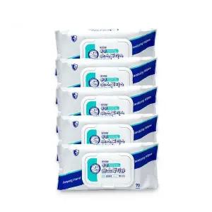 휴대용 살균 소독 티슈 70매 5p 손 세정 제균 위생 관리 의약외품 항균