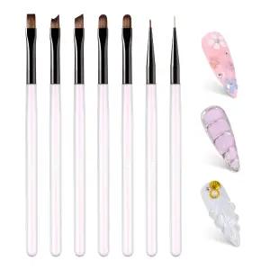 에어시 젤 7PCS 포함된 아트 익스텐션 도구 페인팅 오로라 화이트 브러시가 네일 폴리쉬 여성용 DIY 라이너