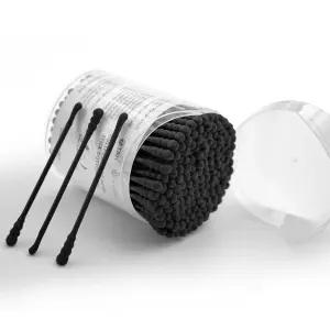 T K 160 카운트 블랙 일회용 면봉 - 귀 청소용 더블 팁 스쿱 스파이럴 보풀 없는 생분해성 종이 스틱