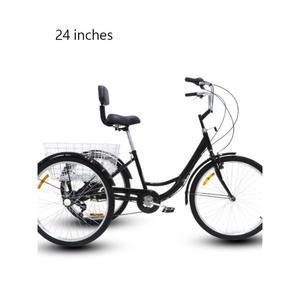 성인세발자전거 성인용 세발자전거 24인치 짐수레 2인용 블랙 시골 자전거 와인