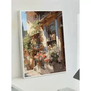 DIY 유화 캔버스 풍경화 색칠하기 명화그리기 파스텔 꽃 인테리어 페인팅 그림 카페 고광택
