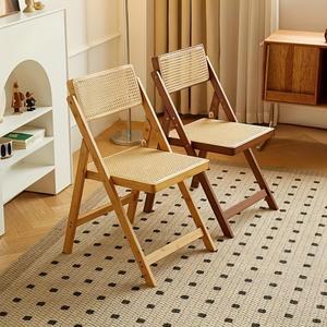 1pc 고품질 홈 거실 식사 등받이 접이식 의자, 경량 휴대용 등나무 편안하고 내구성이 뛰어남