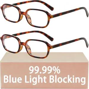 여성 블루라이트 차단 안경 2팩 가벼운 TR90 소형 프레임 스프링 힌지 자외선 눈부심 방지 눈의 피로