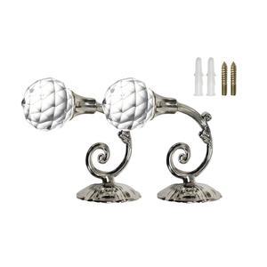 1쌍 레트로 클리어 크리스탈 월 윈도우 장식 후크 타이백 커튼 태슬 홀더 드레이퍼 홀드백 모자 타월 코트용 행거 후크(실버)