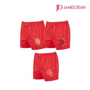 제임스딘 남성 레드 남자 사각 트렁크팬티 3매