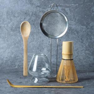말차 거품기 세트 유리, 제조 키트 거품기(채센 홀더), 유리 홀더, 대나무 스쿱, 분말 스타터 체, 식 선물용 스푼 일본 차 도구