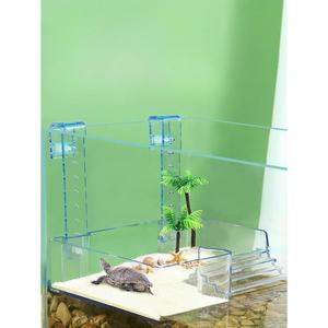 거북이 육지 먹이 작은 내추럴 계단 벽걸이형 트럼펫 쉼터 투명 플랫폼 겸용 거북이육지